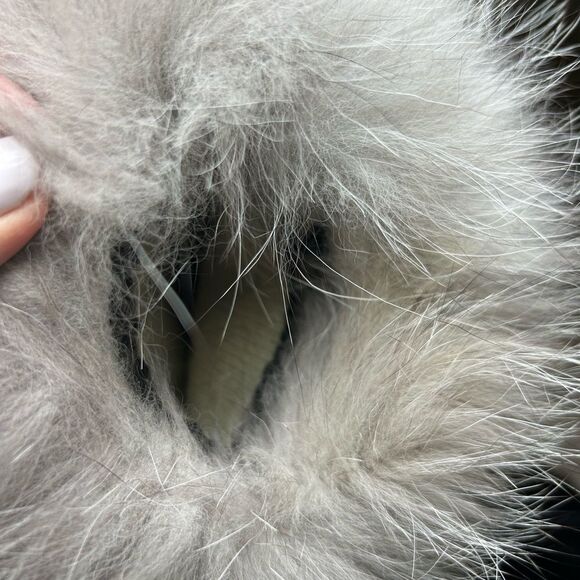 Jonevon Ltd Women’s Black Lambskin Leather Cashmere Lined Gloves Fur Trim 8 1/2 - Picture 3 of 6